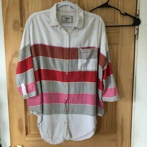 Anthropologie Striped Oversized Buttondown Shirt - Sz M/L